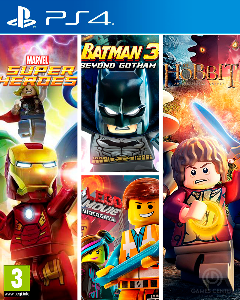 LEGO Marvel Super Heroes +LEGO Batman 3: Beyond Gotham + The LEGO Movie  Videogame + LEGO The Hobbit - PlayStation 4 - Games Center