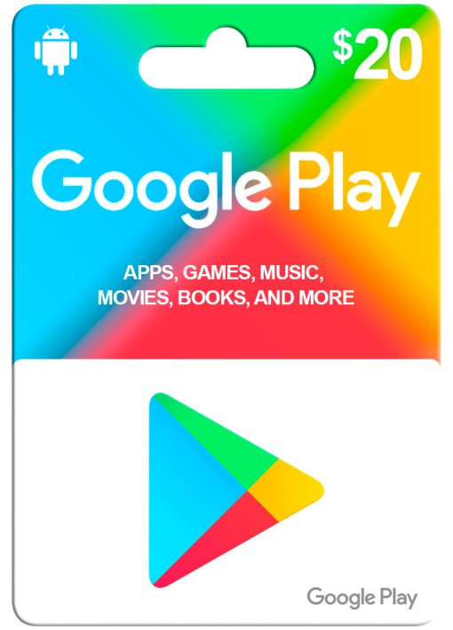 Google Play Gift Card 20 Games Center